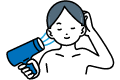 洗い流す（2度洗い）、ドライヤーで乾かす
